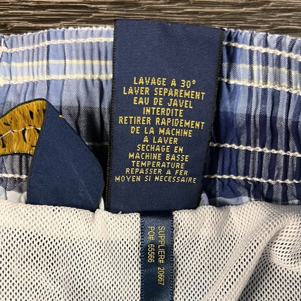 Polo Ralph Lauren Mens Swim Shorts Trunks Blue Plaid‎ XL Lined Resortwear Beach